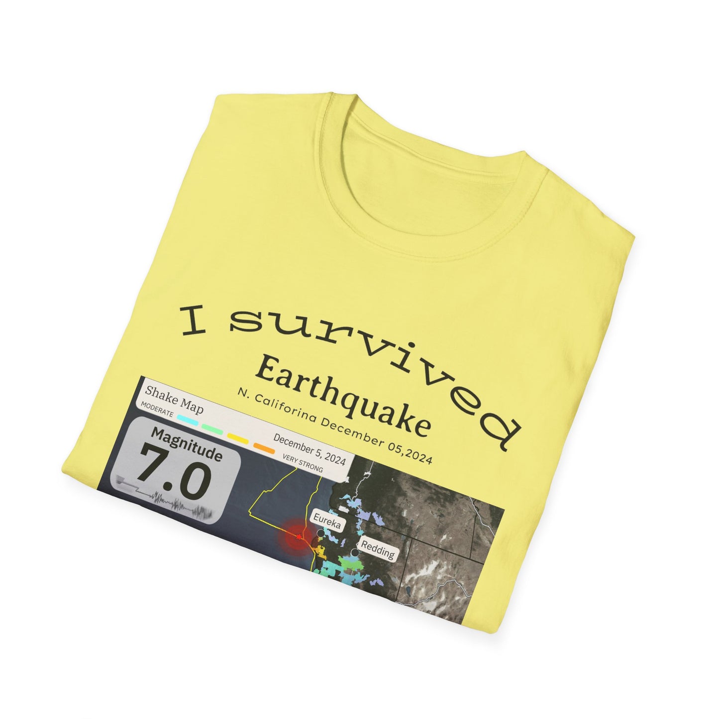 I survived Earthquake N. California December 5, 2024, Unisex Softstyle T-Shirt
