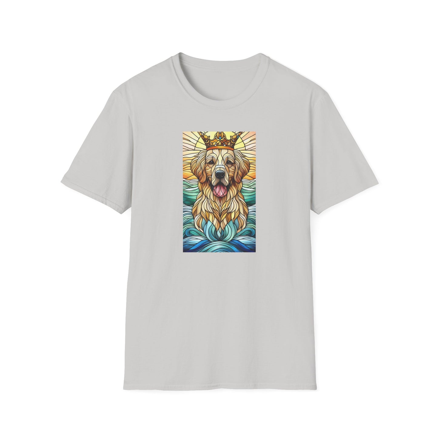 Golden Retriever Animal Stained Glass Design Unisex Softstyle T-Shirt