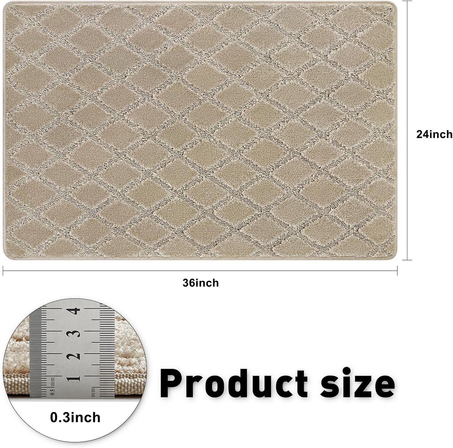 Carpet Stair Tread Landing Mat Tape Free Self Adhesive Non Slip Skid Resistant Indoor Doormat Area Rug Floor Mat for Kitchen Bathroom Workstations Washable 2' X 3'