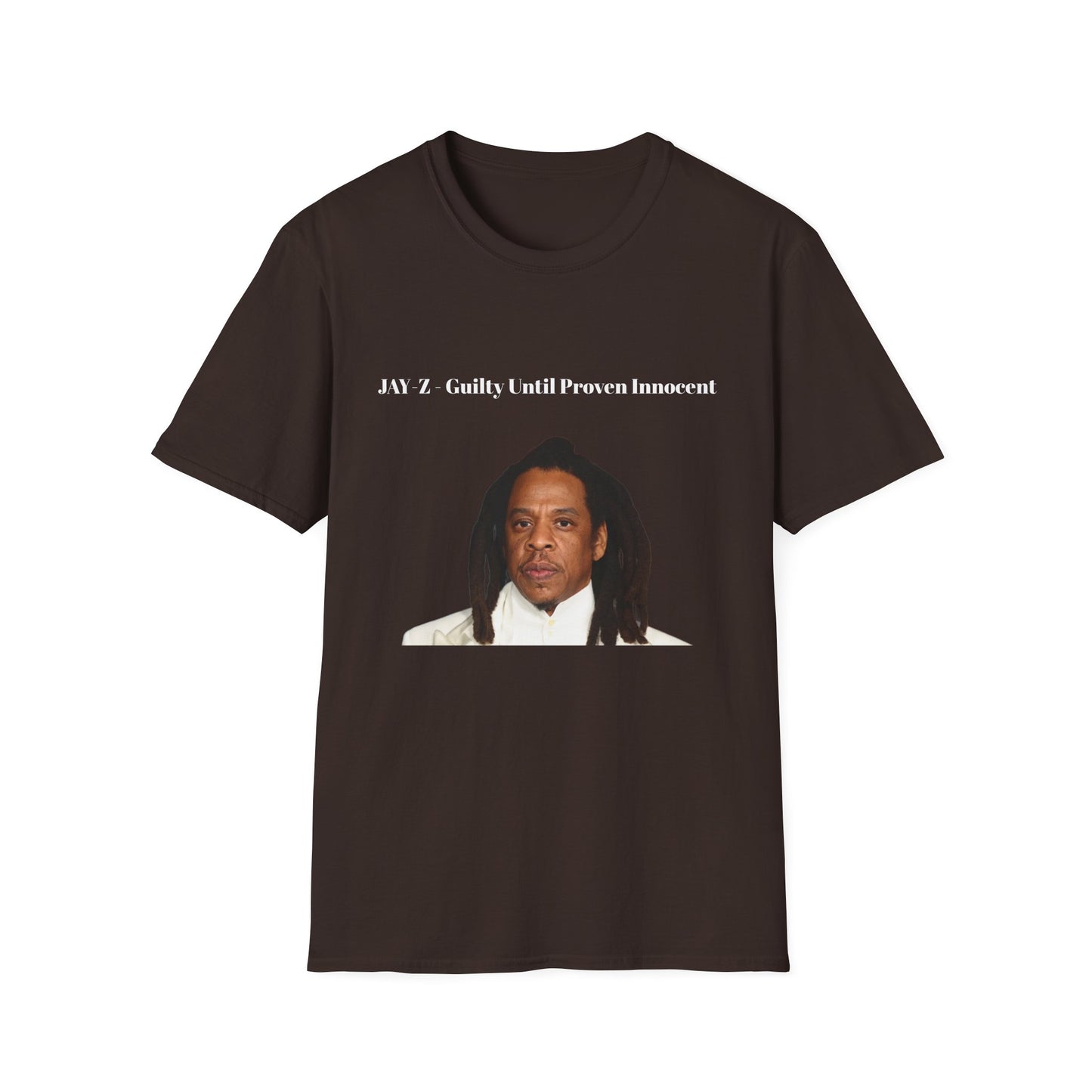 The JAY-Z "Guilty Until Proven Innocent" Unisex Softstyle T-Shirt is a stylish and comfortable graphic tee