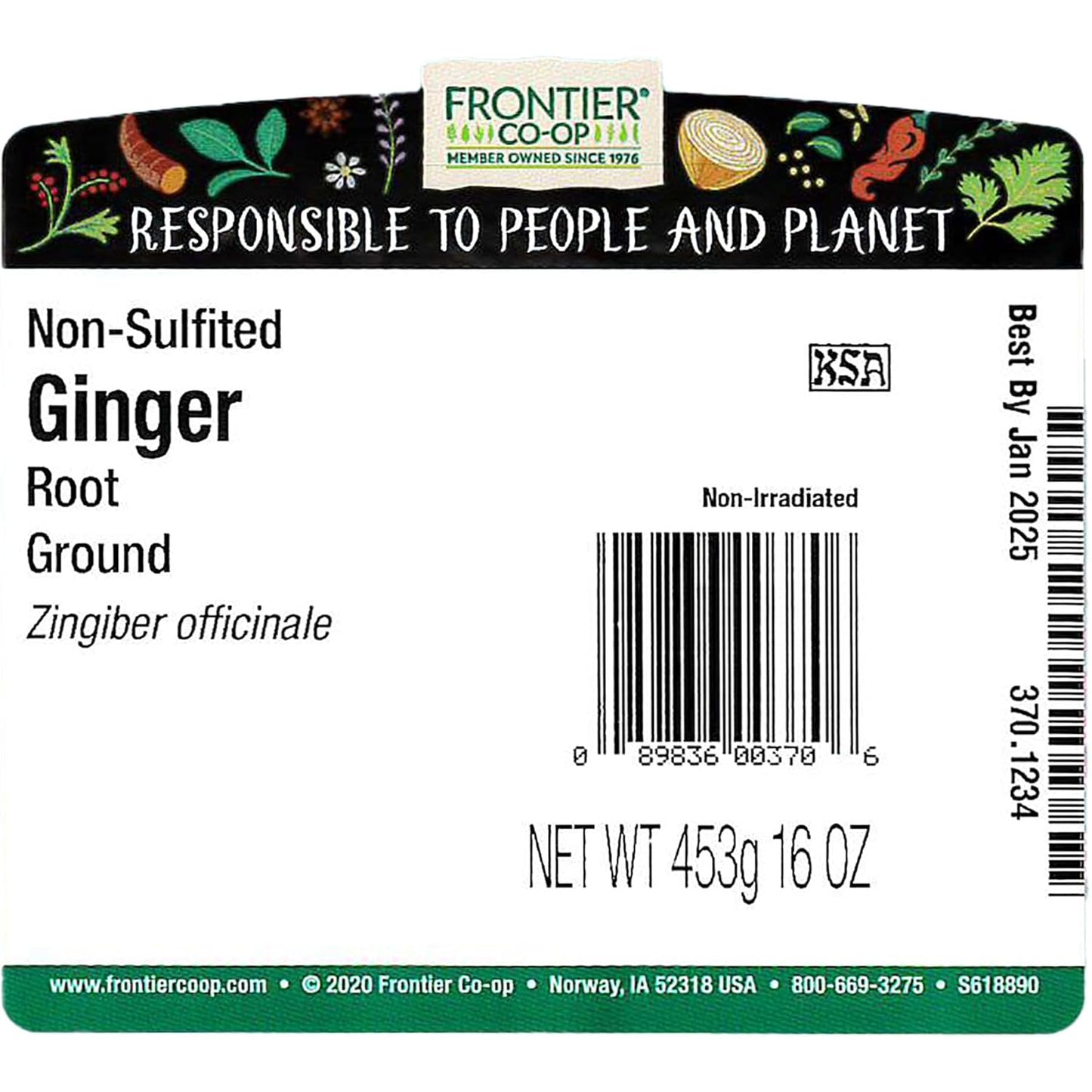 Ginger Root Powder, Kosher, Non-Irradiated | 1 Lb. Bulk Bag | Sustainably Grown | Zingiber Officinale Roscoe TLBH