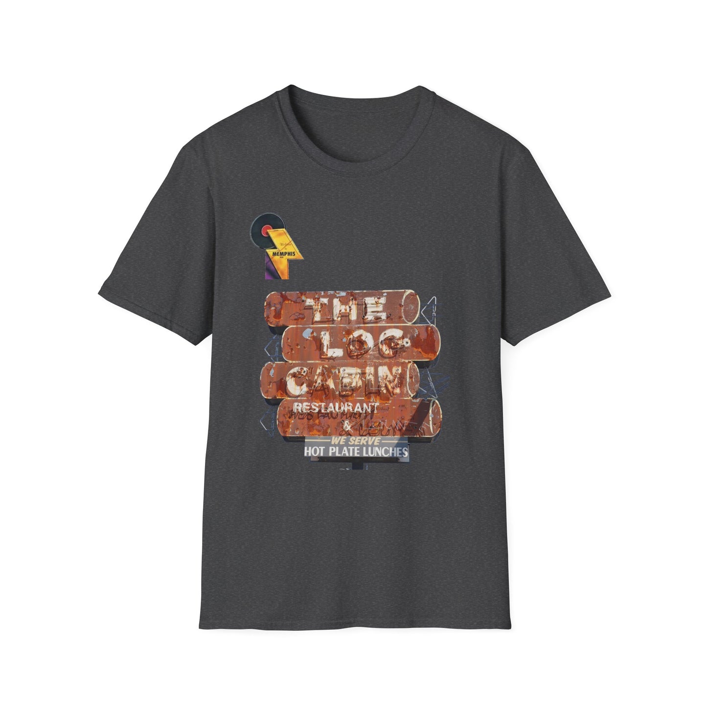 retro vintage Log Cabin Restaurant [gone] Memphis, TN Unisex Softstyle T-Shirt