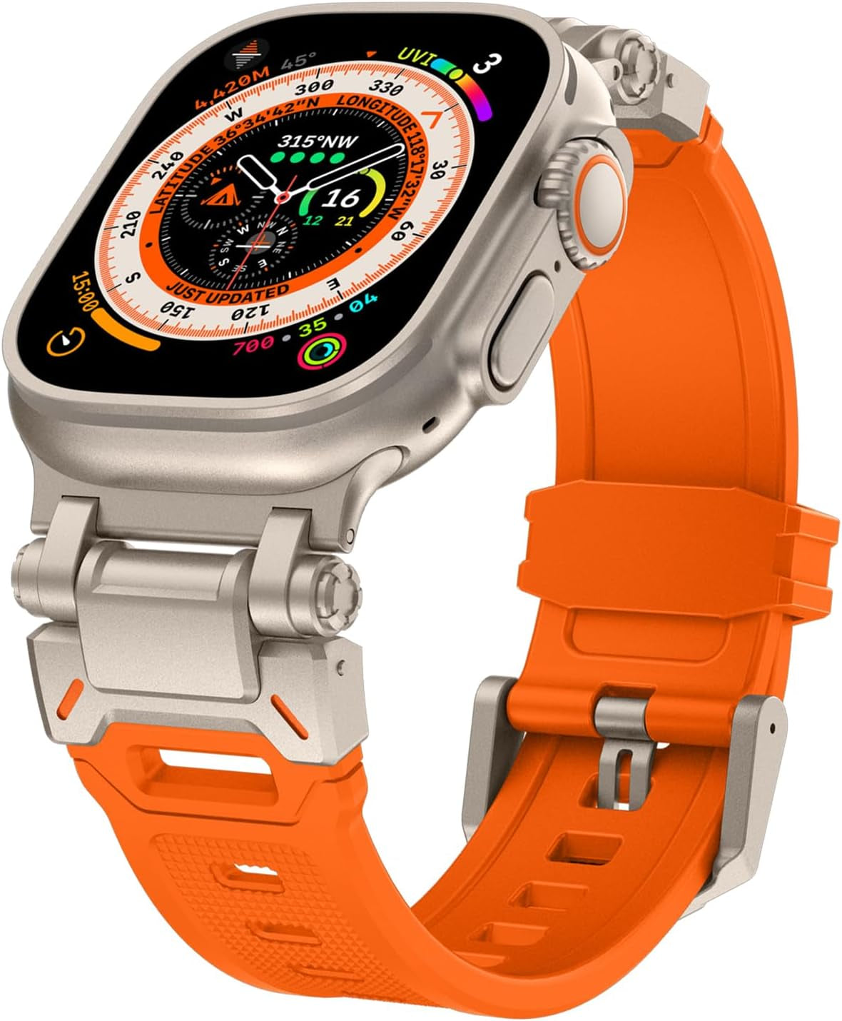 Band for Apple Watch Ultra/Ultra 2 Band 49Mm, Men Silicone Rubber Strap for Iwatch Series 10 46Mm, 9/8/7 45Mm, 6/5/4/SE 44Mm, 3/2/1 42Mm Rugged TPU Wristband