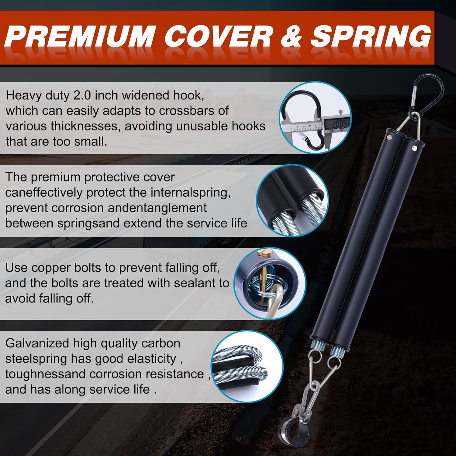 20" Double Tender Spring Kit with Trailer Hose Holder Heavy Duty Tender Spring for Semi Truck Air Lines Kit 3 in 1 Air Lines Holder for Semi Truck Trailer Tractor