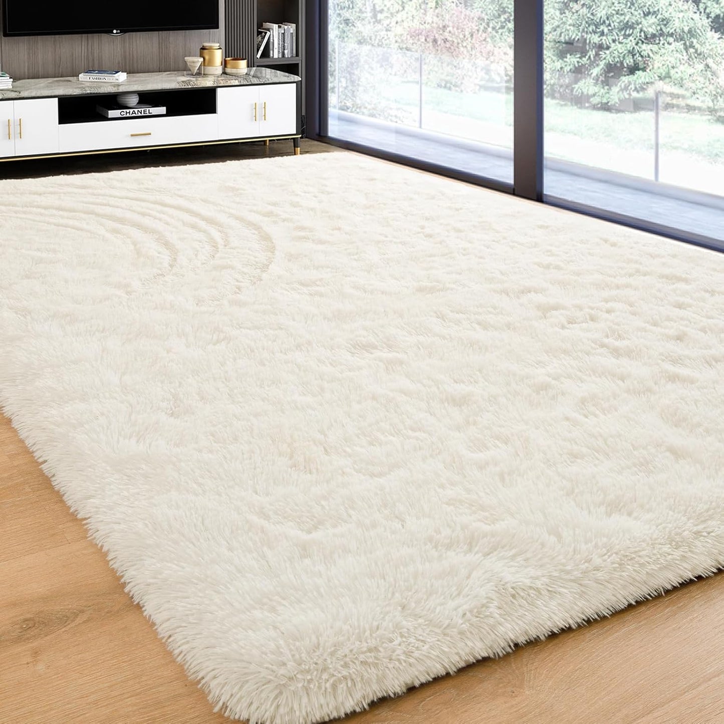 Rug for Bedroom 3X5 Feet Area Rug for Living Room Super Soft Shaggy Rugs for Kids Room Fluffy Fuzzy Carpets Long Plush Bedside Rug Nursery Christmas Home Decor for Boys Girls, Creamy White