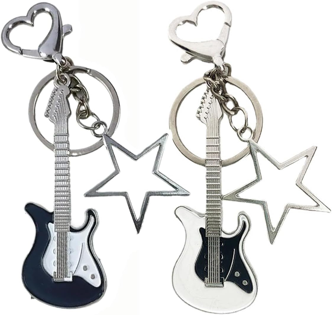 Aesthetic Y2K Keychains Cute Butterfly Star Strawberry Bear Guitar Keychains Charms for Women Bag Purse Gifts