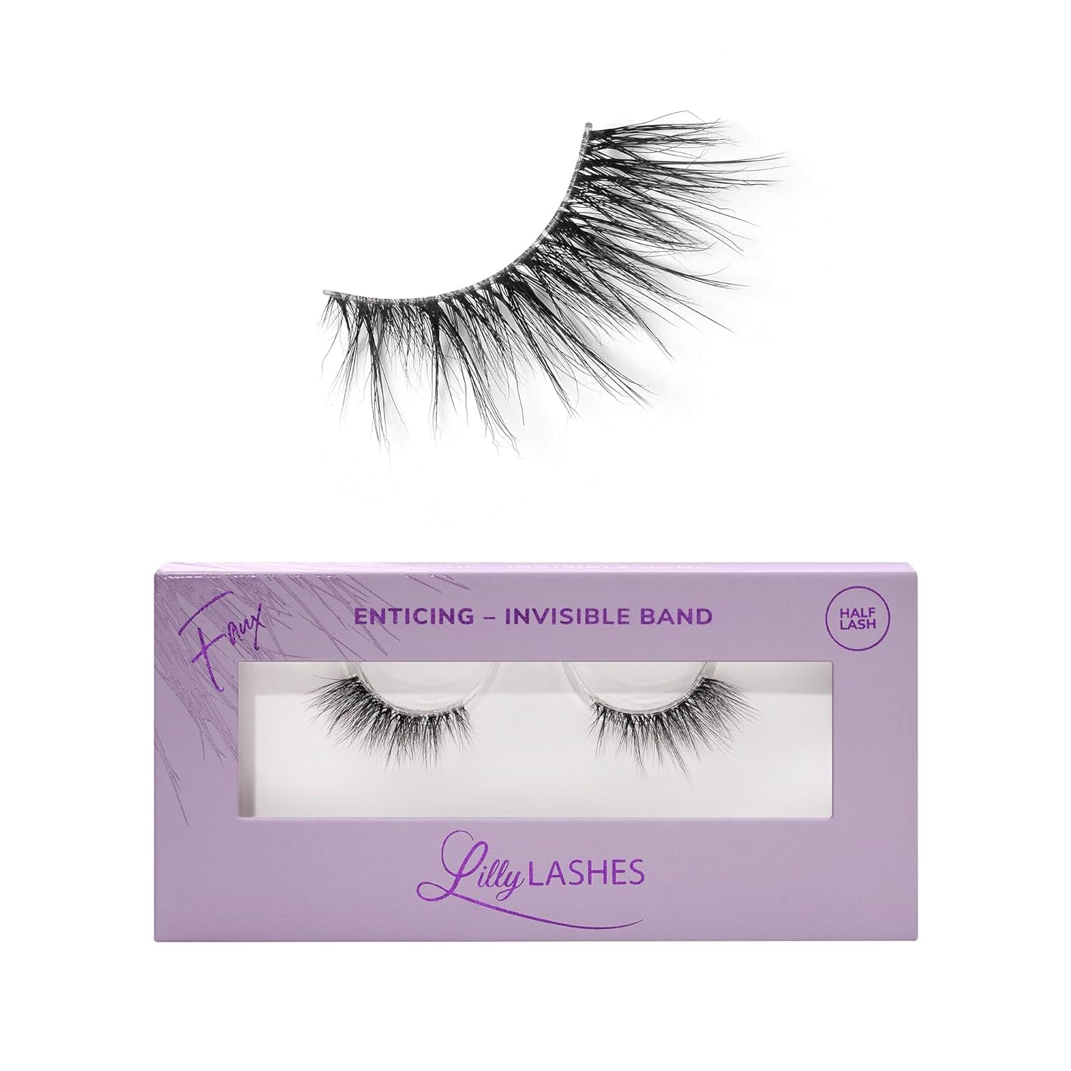 Sheer Band, False Eyelashes W/Invisible Band Lashes, False Lashes Natural Look, Wispy Lashes Style, Clear Band Lashes, Reusable Eyelashes 20X, Lash Glue Not Included, 13.5Mm (Persuasive)
