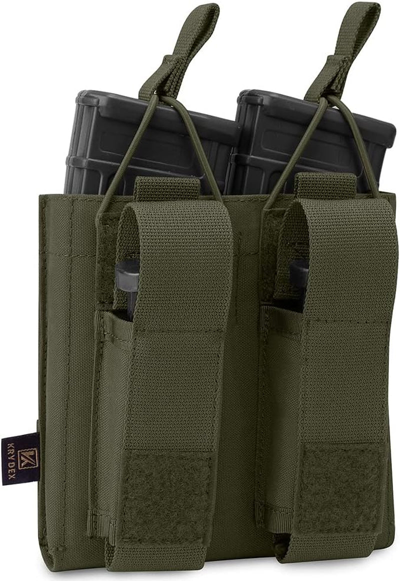 Triple/Double/Single Open-Top Mag Pouch for 5.56 .223 Magazine with 1911 HK45 Glock 9Mm Pistol Mag Pouch