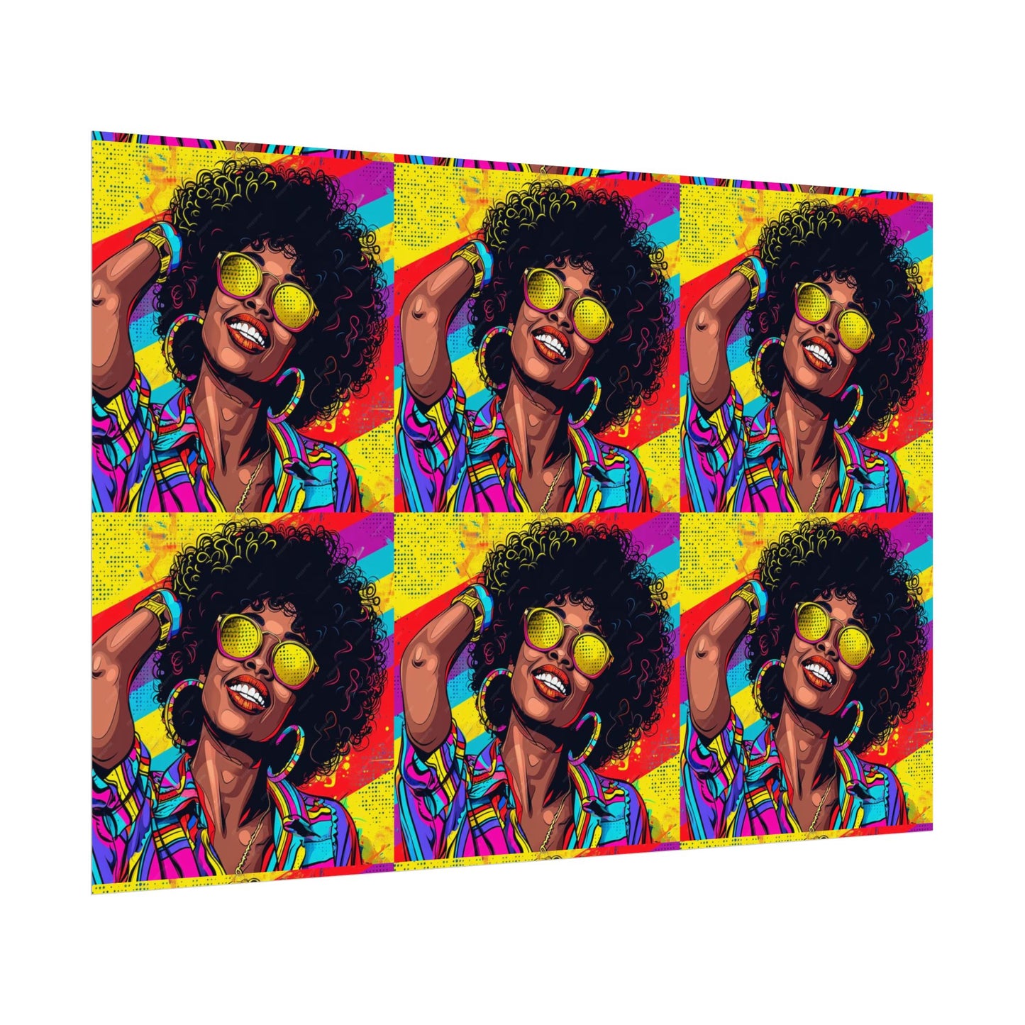 Woman afro hair with braids fat black color drawing Rolled Posters