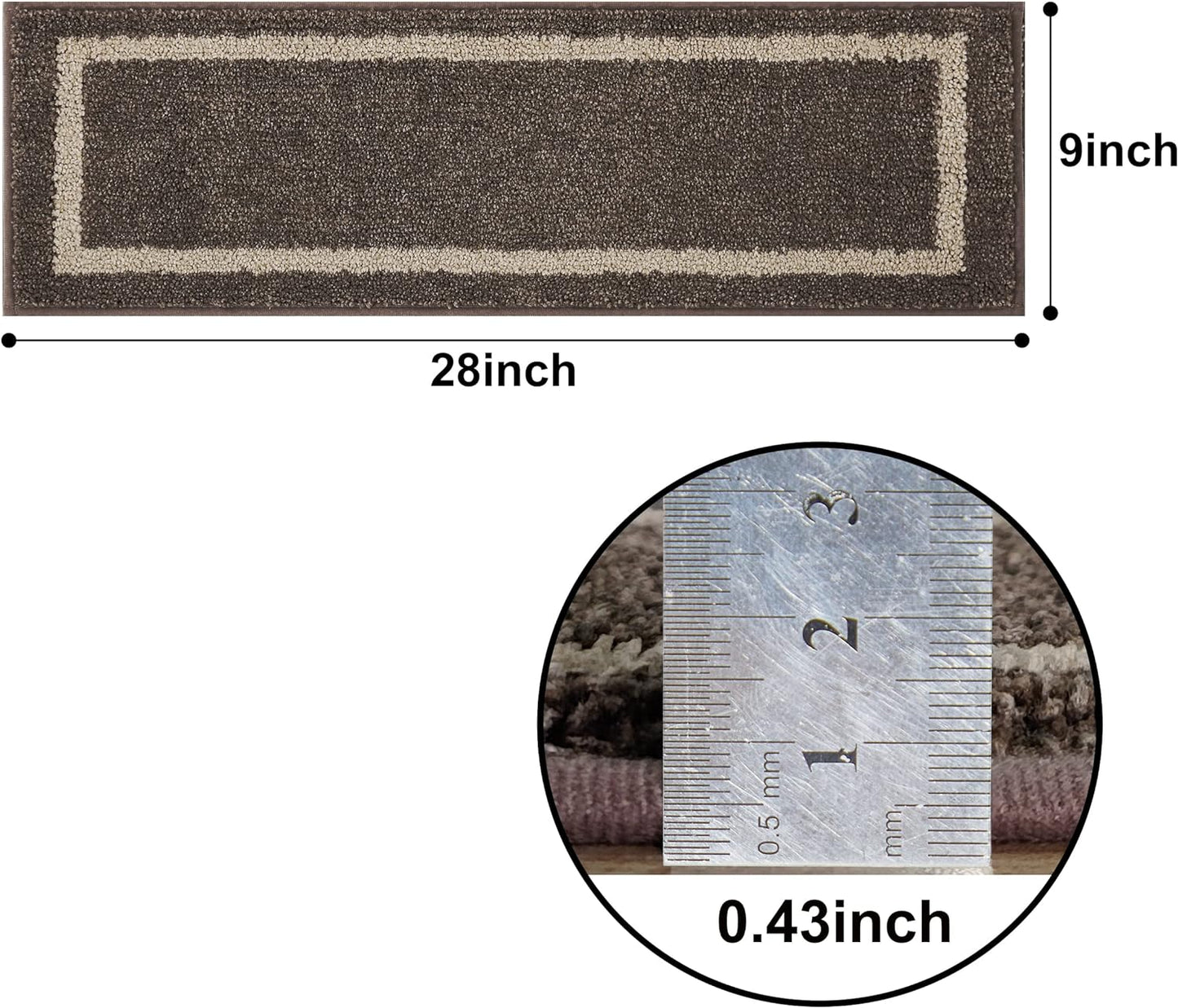 Soft Stair Treads Non-Slip Carpet Mat 28Inx9In Indoor Stair Runners for Wooden Steps,Stair Rugs for Kids and Dogs, 100% Polyester TPE Backing 10Pcs,Brown,Square