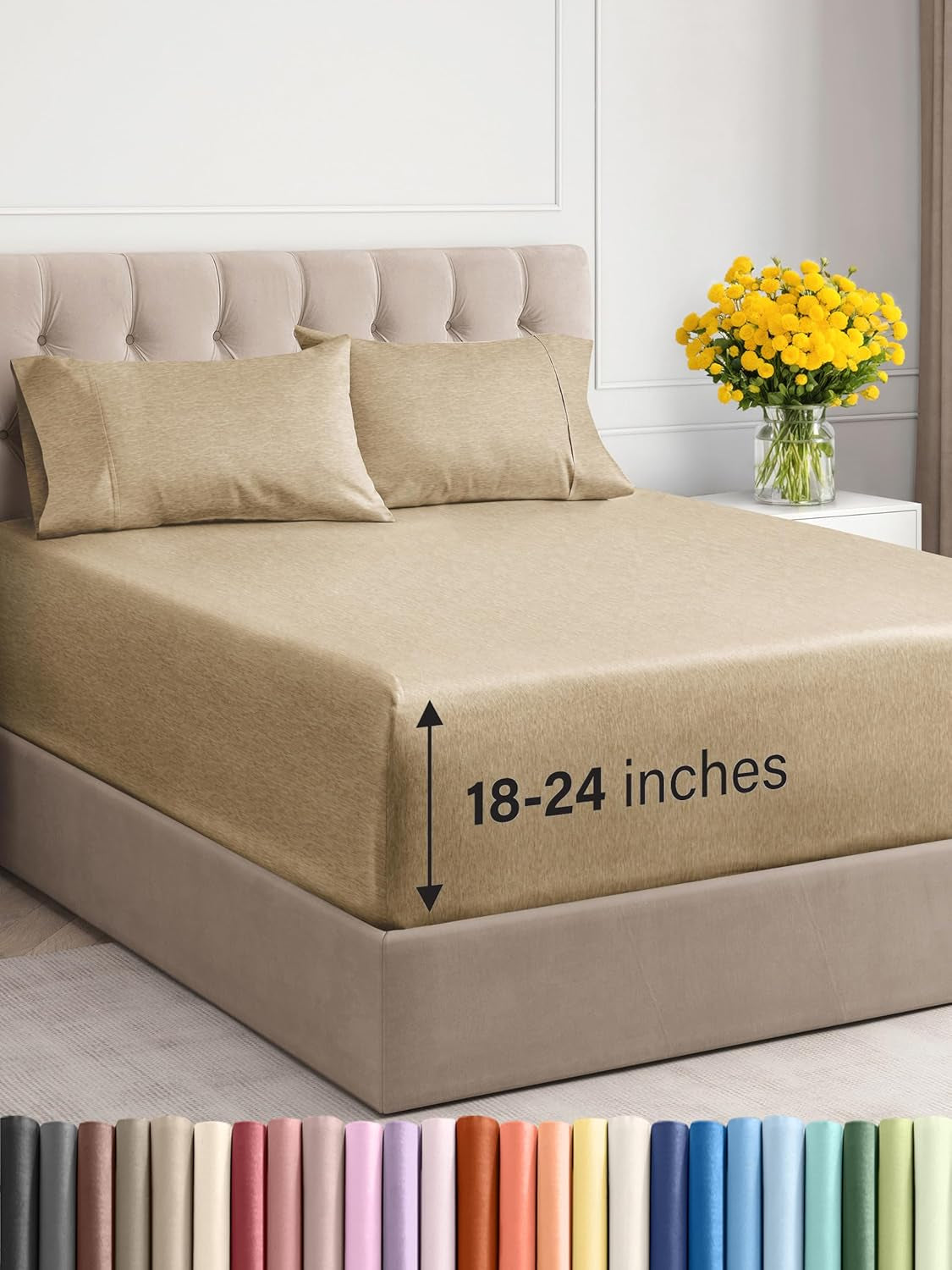 Extra Deep King Sheet Set - 6 Piece Breathable & Cooling Sheets - Hotel Luxury Bedding Set 18-24 Inch Extra Deep Pockets - Easy & Secure Fit - Super Soft, Wrinkle Free & Comfy - Navy Blue, King Size