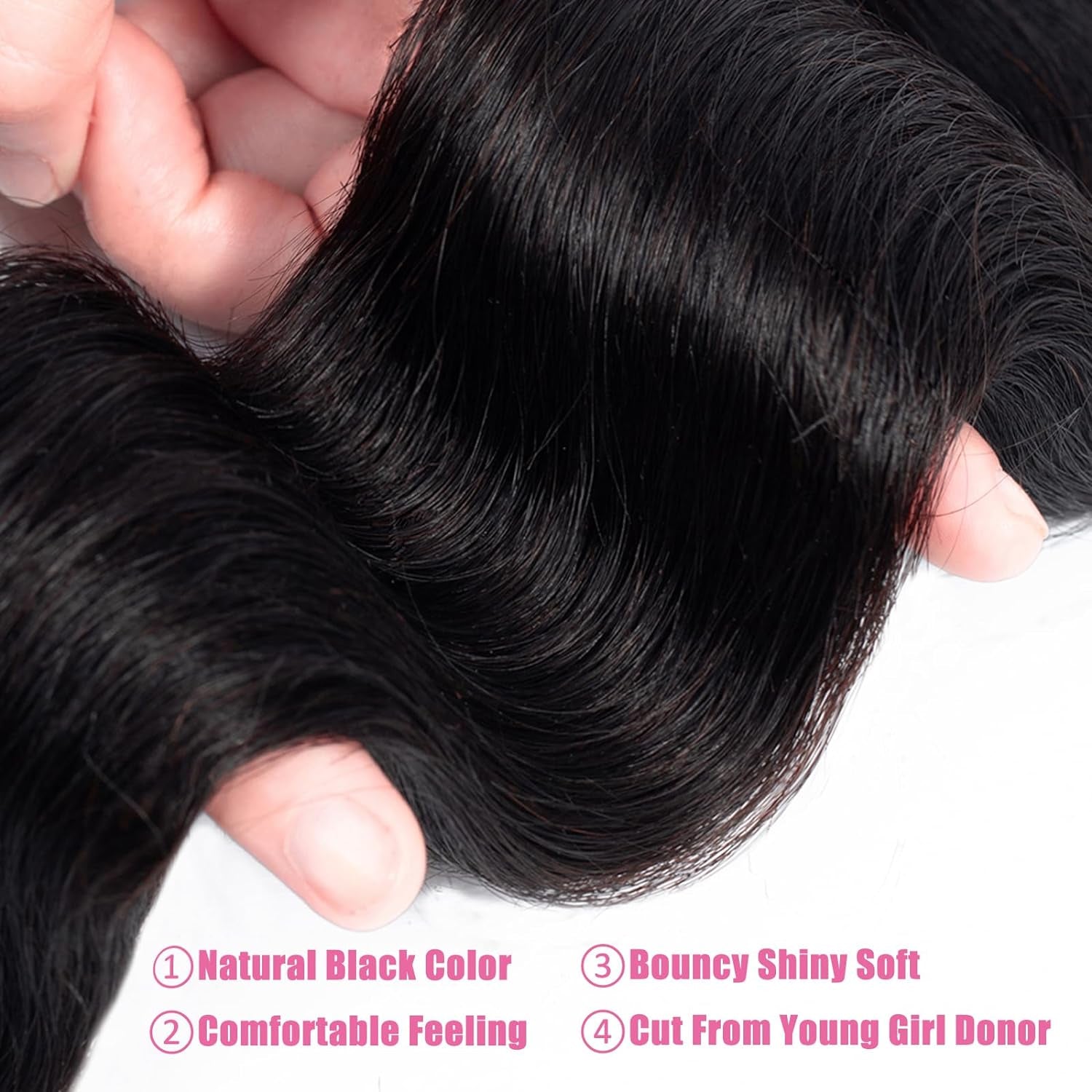 Brazilian Body Wave 4 Bundles Human Hair 18 20 22 24 Inch 12A 100% Unprocessed Virgin Human Hair Weave Bundles Deals Natural Black Color (4 Bundles Human Hair, 18 20 22 24)