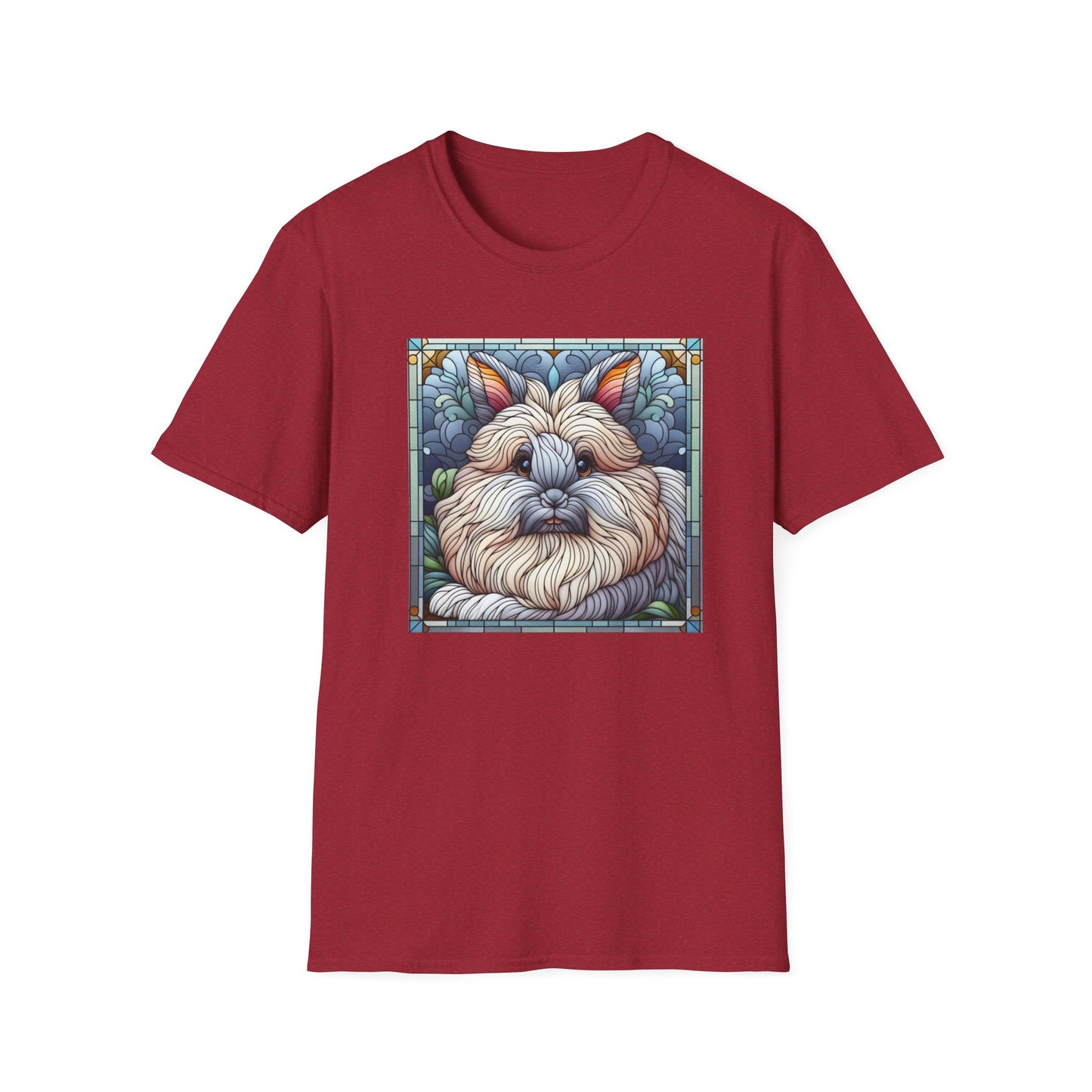 Angora Rabbit Animal Stained Glass Design Unisex Softstyle T-Shirt