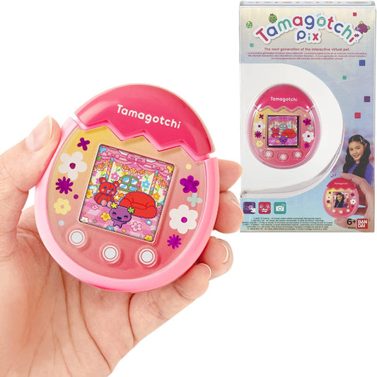 Tamagotchi 42901  Pix the Next Generation of Virtual Reality Pet with Camera, Games and Collectable Characters-Floral, Pink ZOUSA
