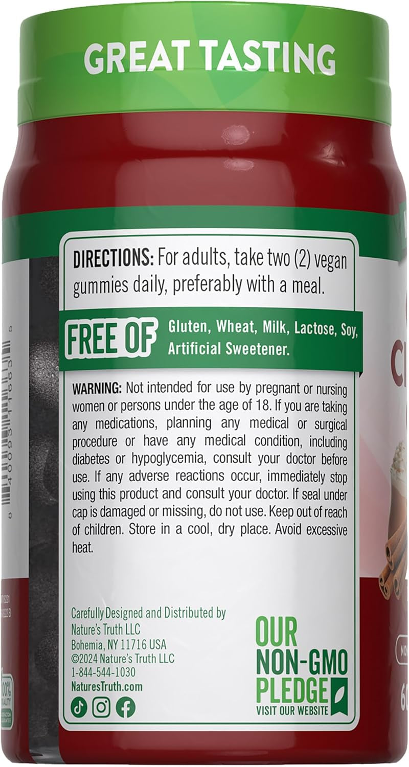 Ceylon Cinnamon Gummies | 2000Mg | Sugar Free | 60 Count | Vegan, Non-Gmo & Gluten Free Supplement TLBH