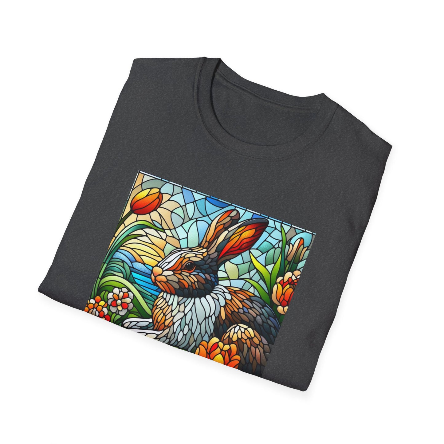 Dutch Rabbit Animal Stained Glass DesignUnisex Softstyle T-Shirt