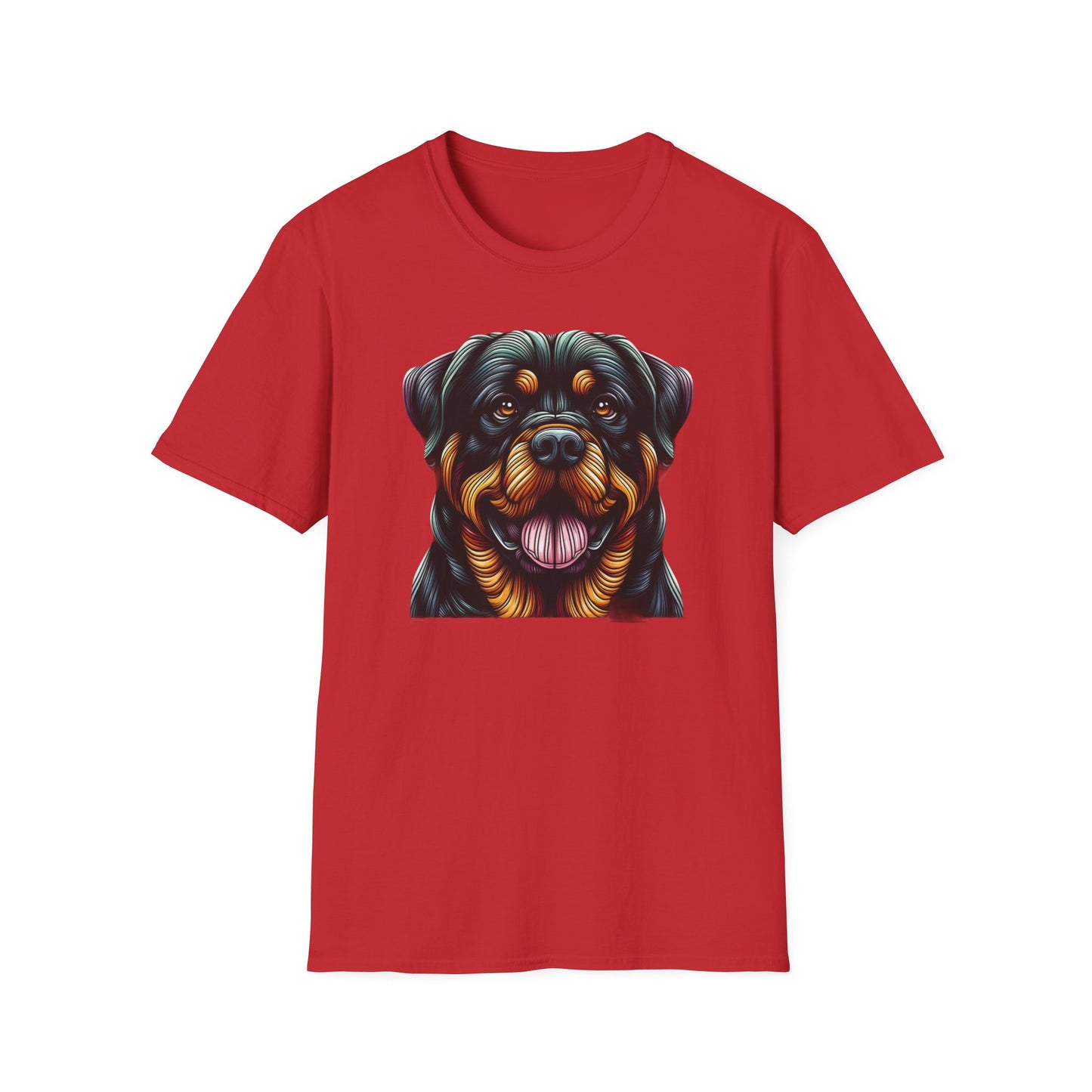 Rottweiler Animal Stained Glass Design Unisex Softstyle T-Shirt