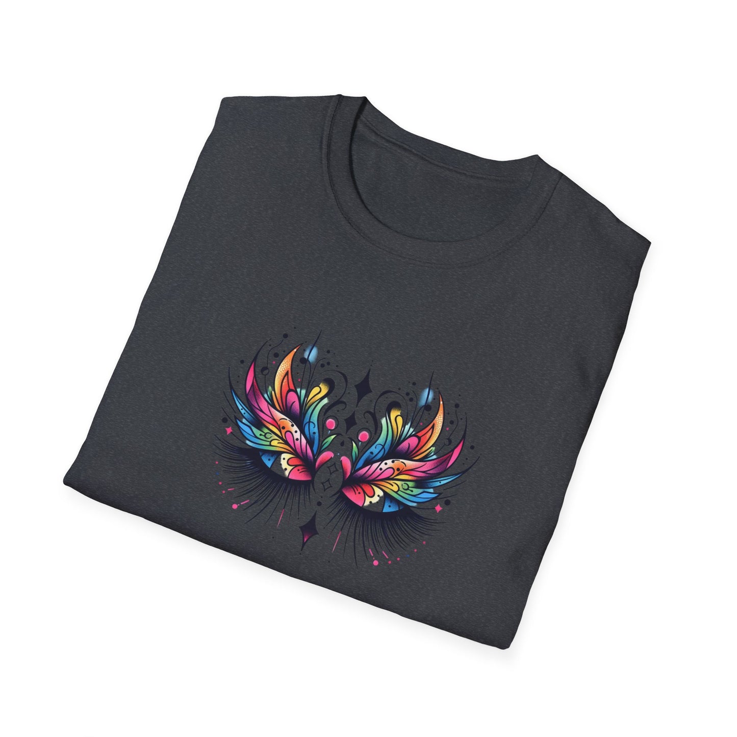 Colorful Boho LASHES Peacock Unisex Softstyle T-Shirt
