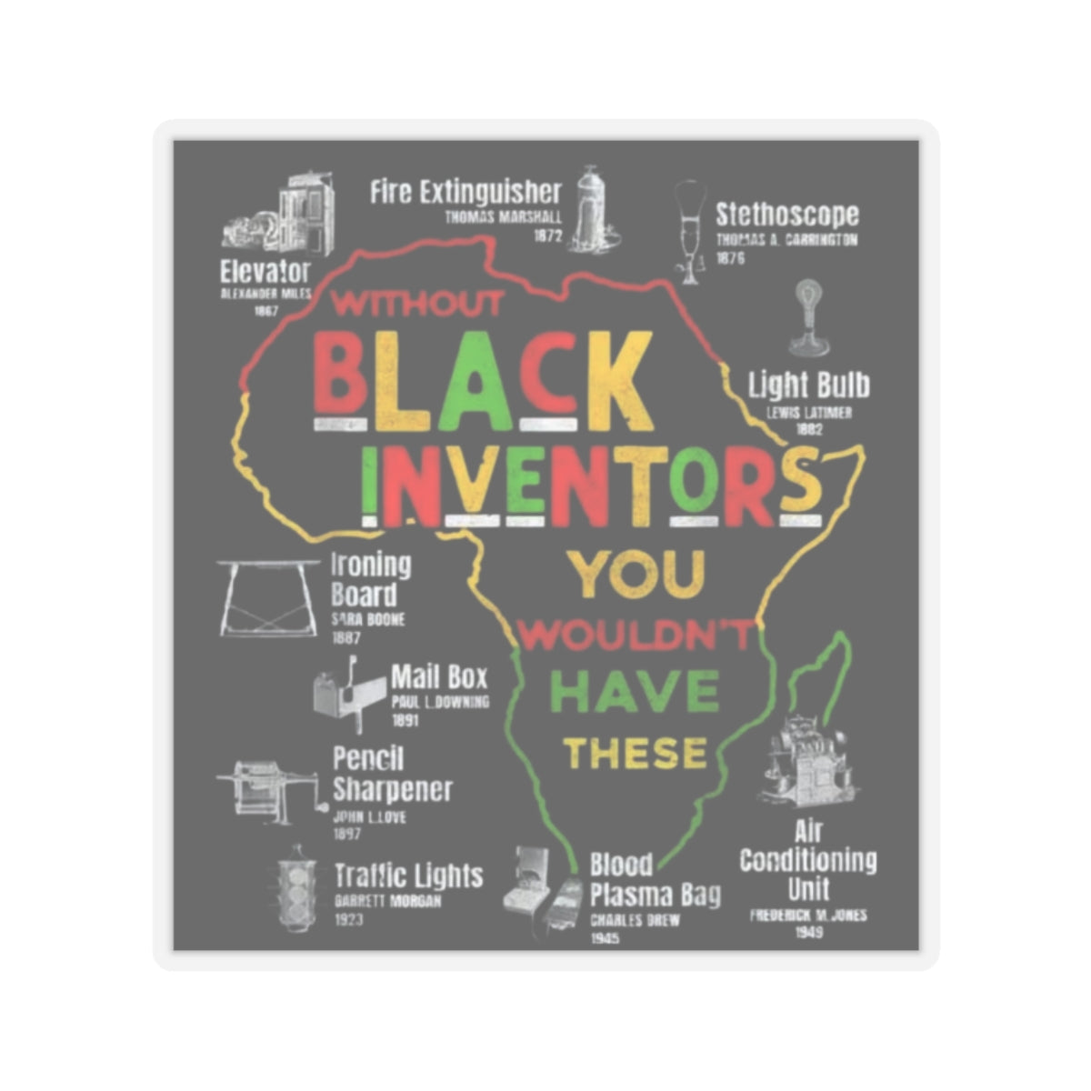 Black Inventors Kiss-Cut Stickers | Celebrate Innovation, Educational Decor, Gift for History Lovers, Inspirational Wall Art, Unique Room