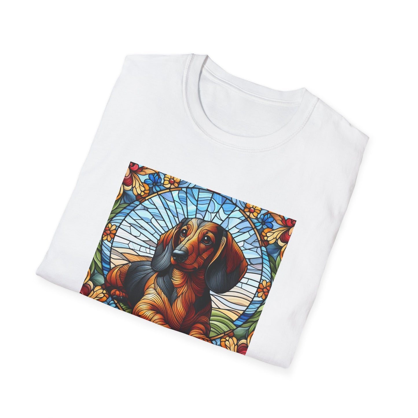 Dachshund Stained Glass Unisex Softstyle T-Shirt