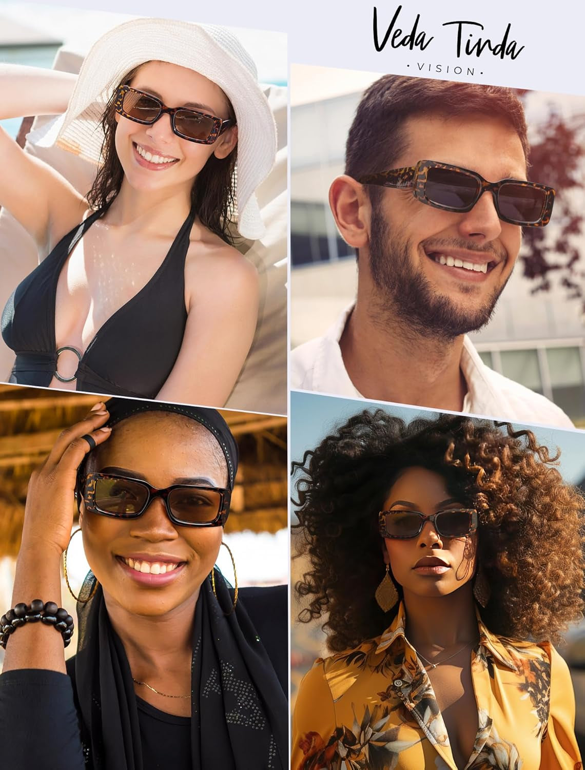 Rectangle Sunglasses Men Tinted Polarized Big Square Retro 90S Vintage Y2K Glasses for Women UV Protection