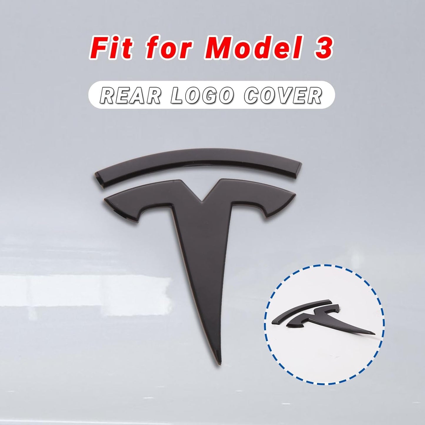 Emblem Accessories for Tesla Model 3 Logo Sticker 2023 2022-2017 Model 3 Decals (Black)