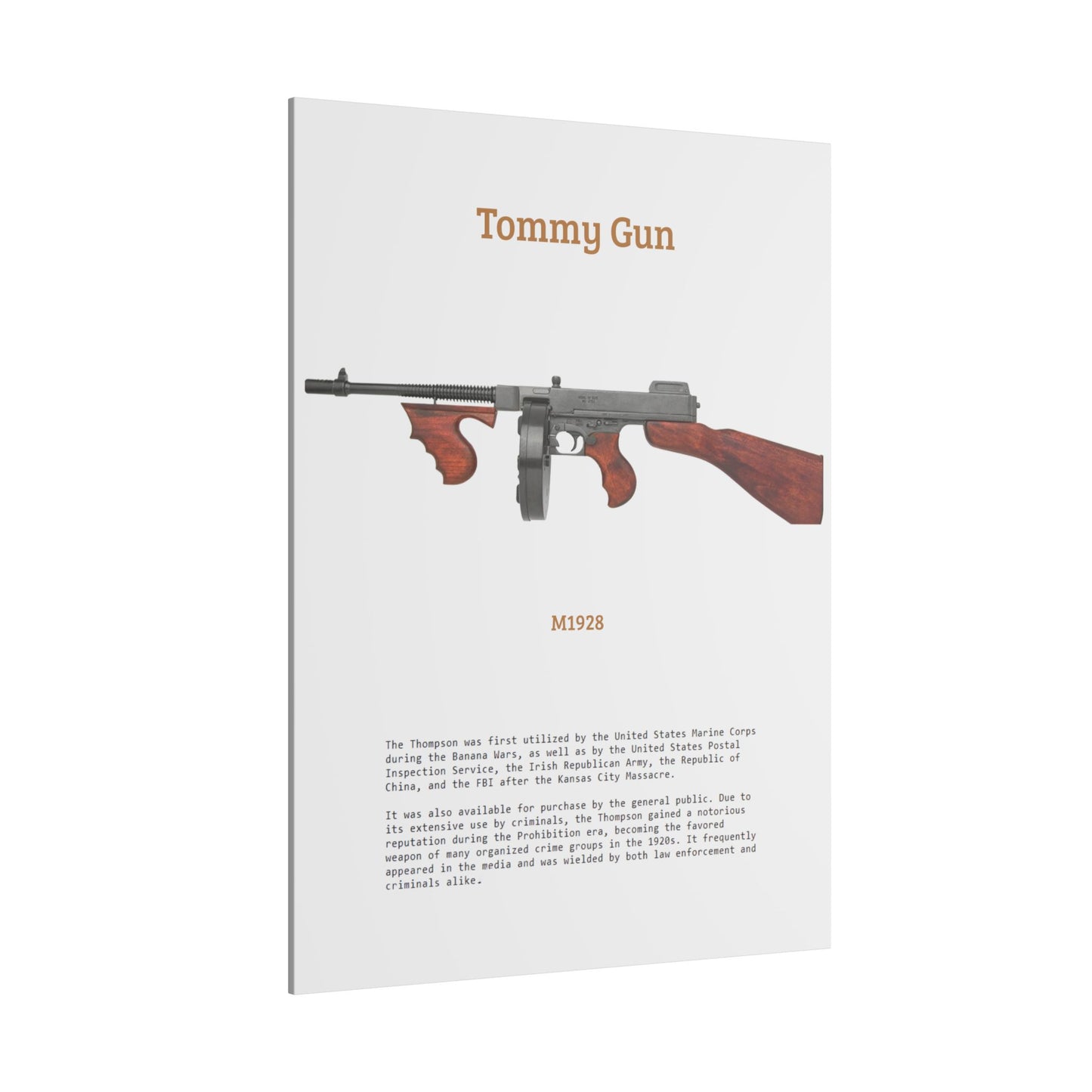 Thompson submachine gun TOMMY GUN M1928 Matte Canvas, Stretched, 0.75" (Multi-Size)
