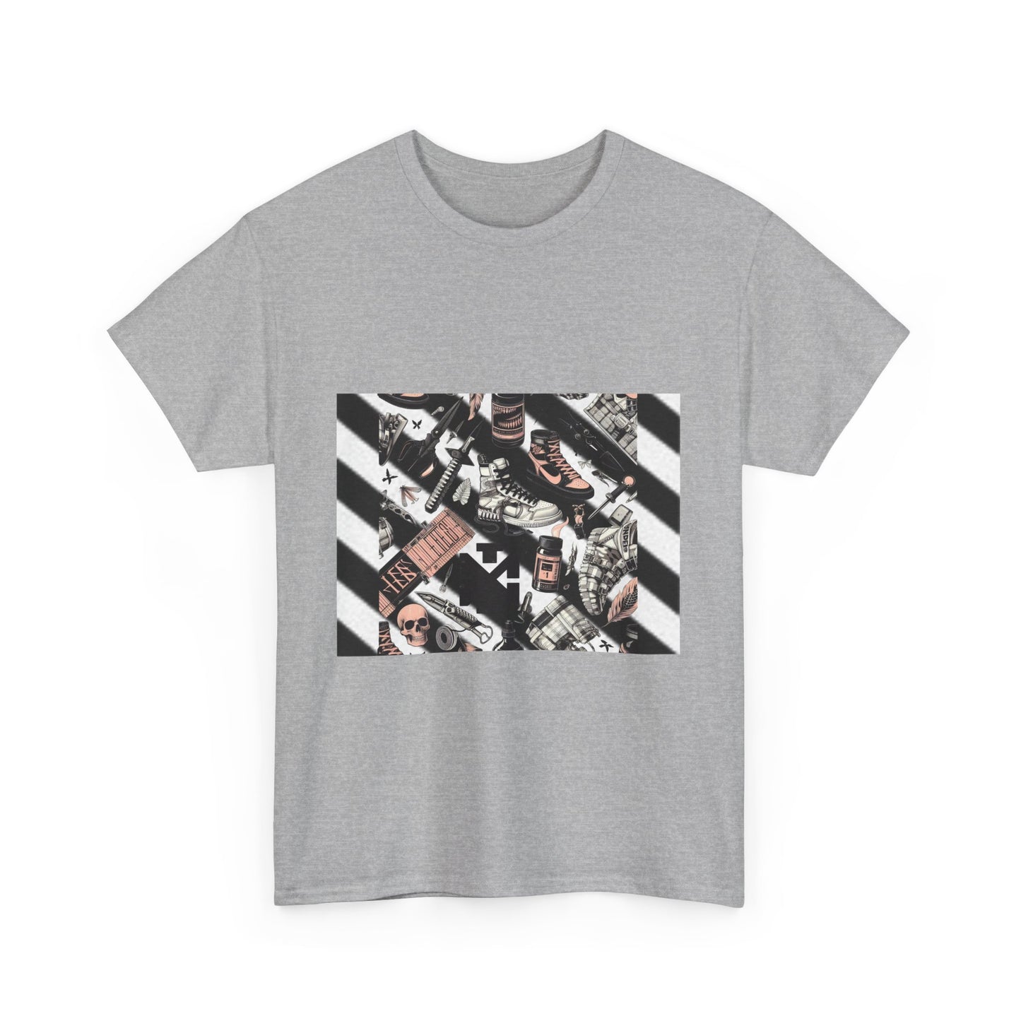 Graphic Unisex Heavy Cotton Tee - Urban Streetwear Vibe Off-White Inspired