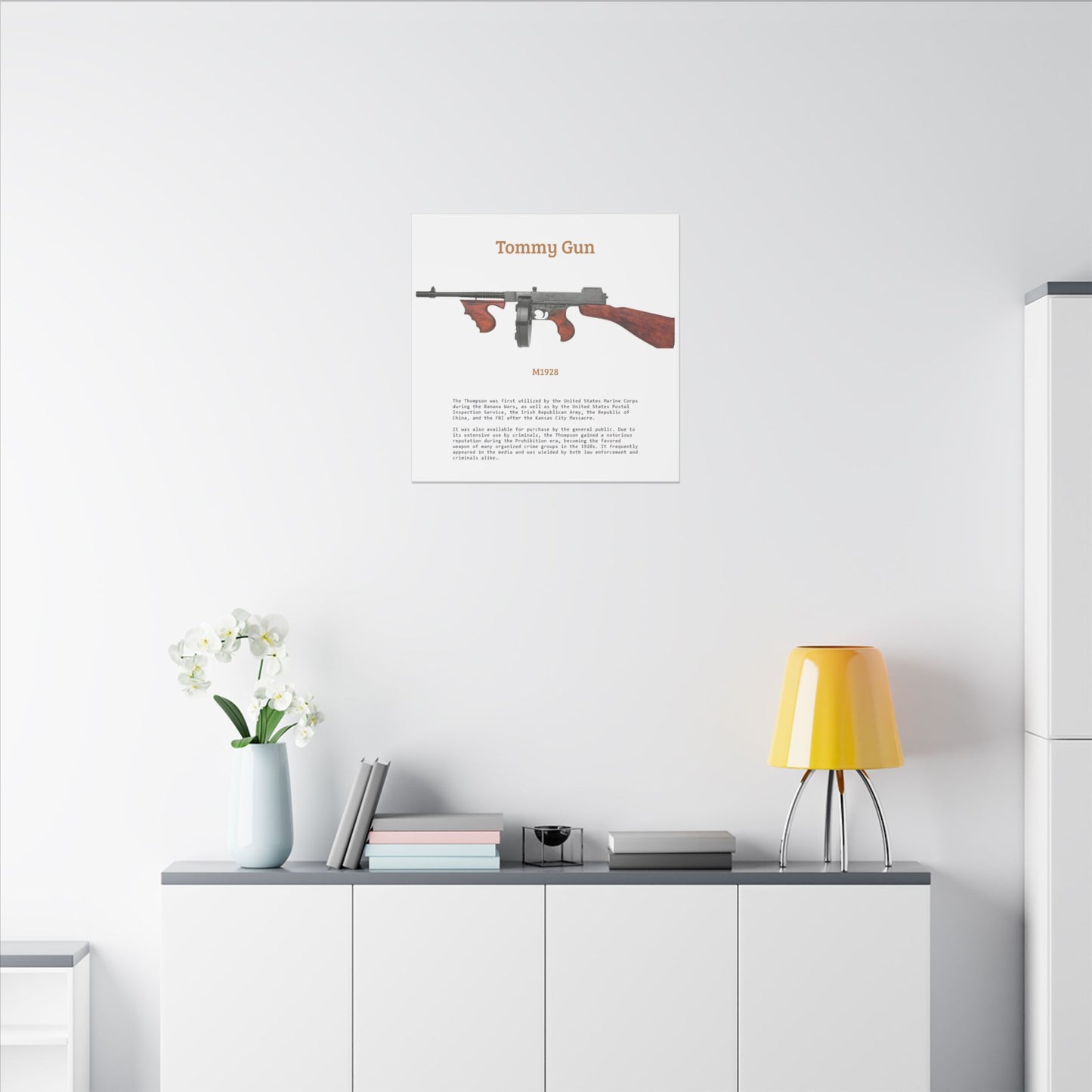 Thompson submachine gun TOMMY GUN M1928 Matte Canvas, Stretched, 0.75" (Multi-Size)