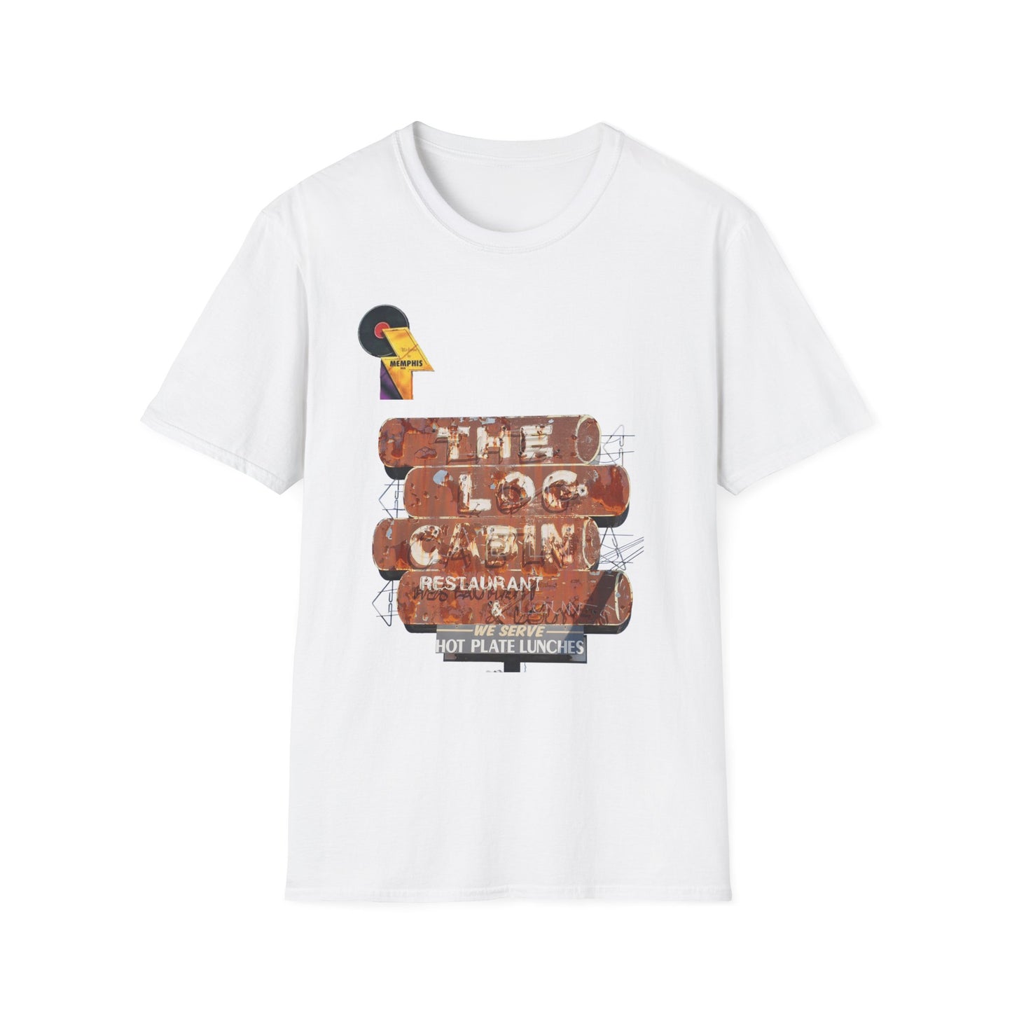retro vintage Log Cabin Restaurant [gone] Memphis, TN Unisex Softstyle T-Shirt