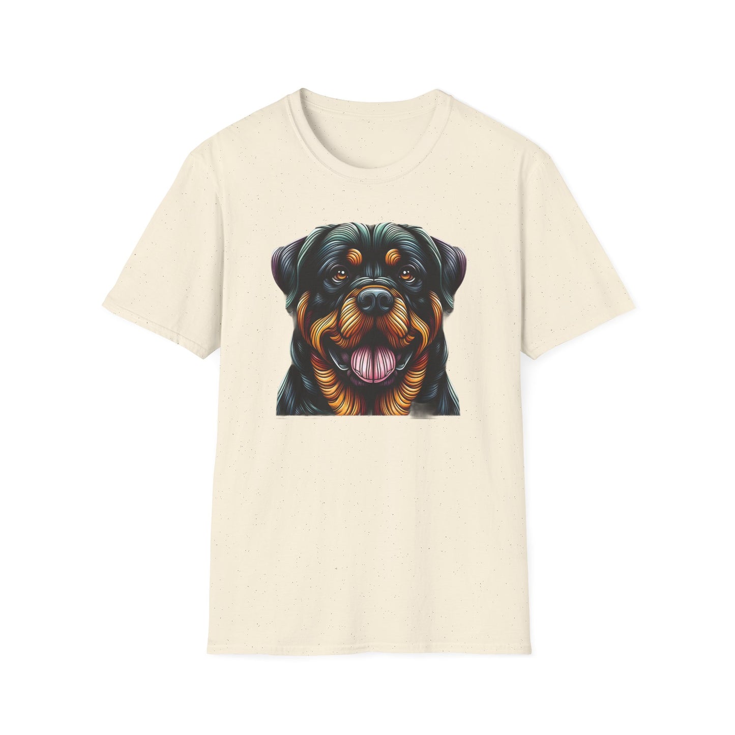 Rottweiler Animal Stained Glass Design Unisex Softstyle T-Shirt