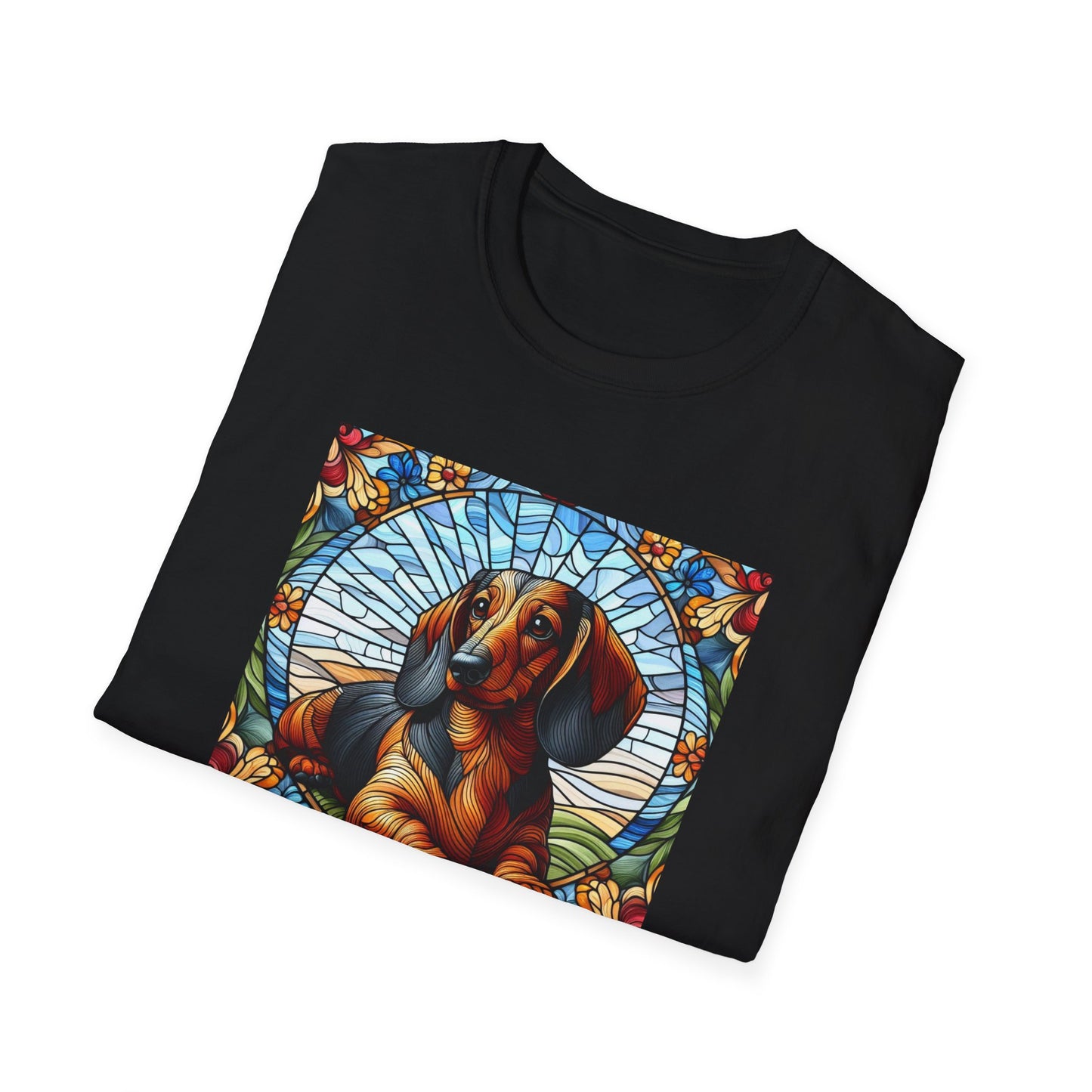 Dachshund Stained Glass Unisex Softstyle T-Shirt