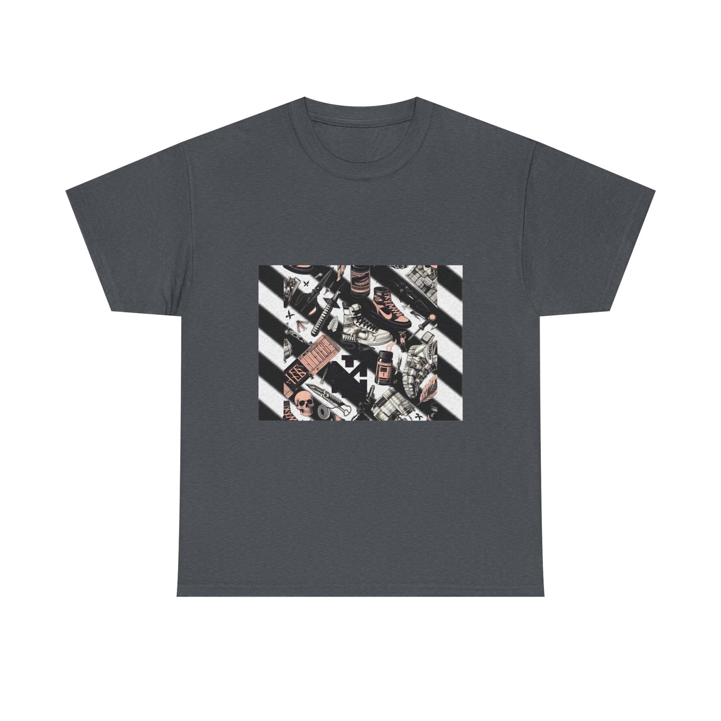 Graphic Unisex Heavy Cotton Tee - Urban Streetwear Vibe Off-White Inspired