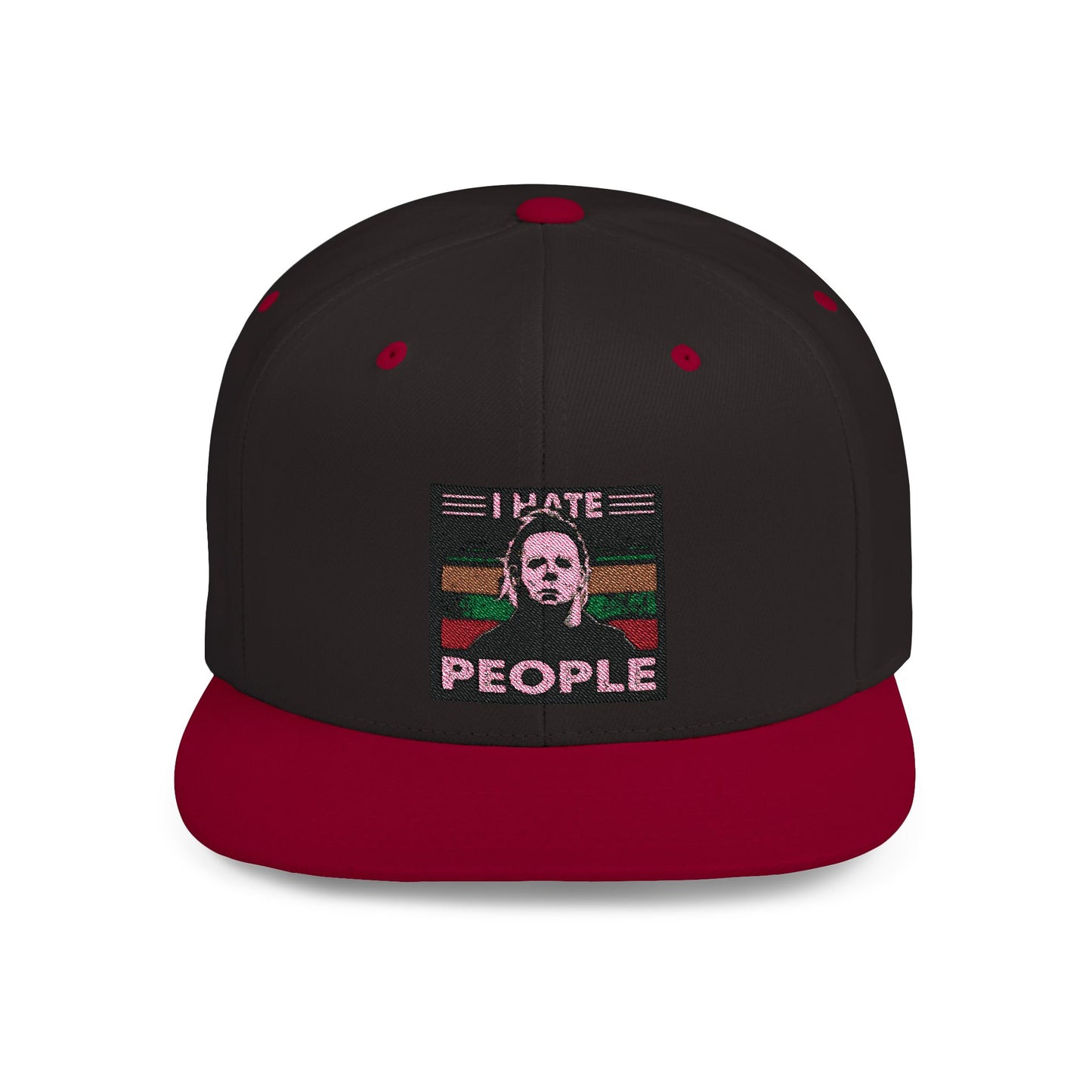 Michael Myers I Hate People Vintage Print Flat Bill Snapback