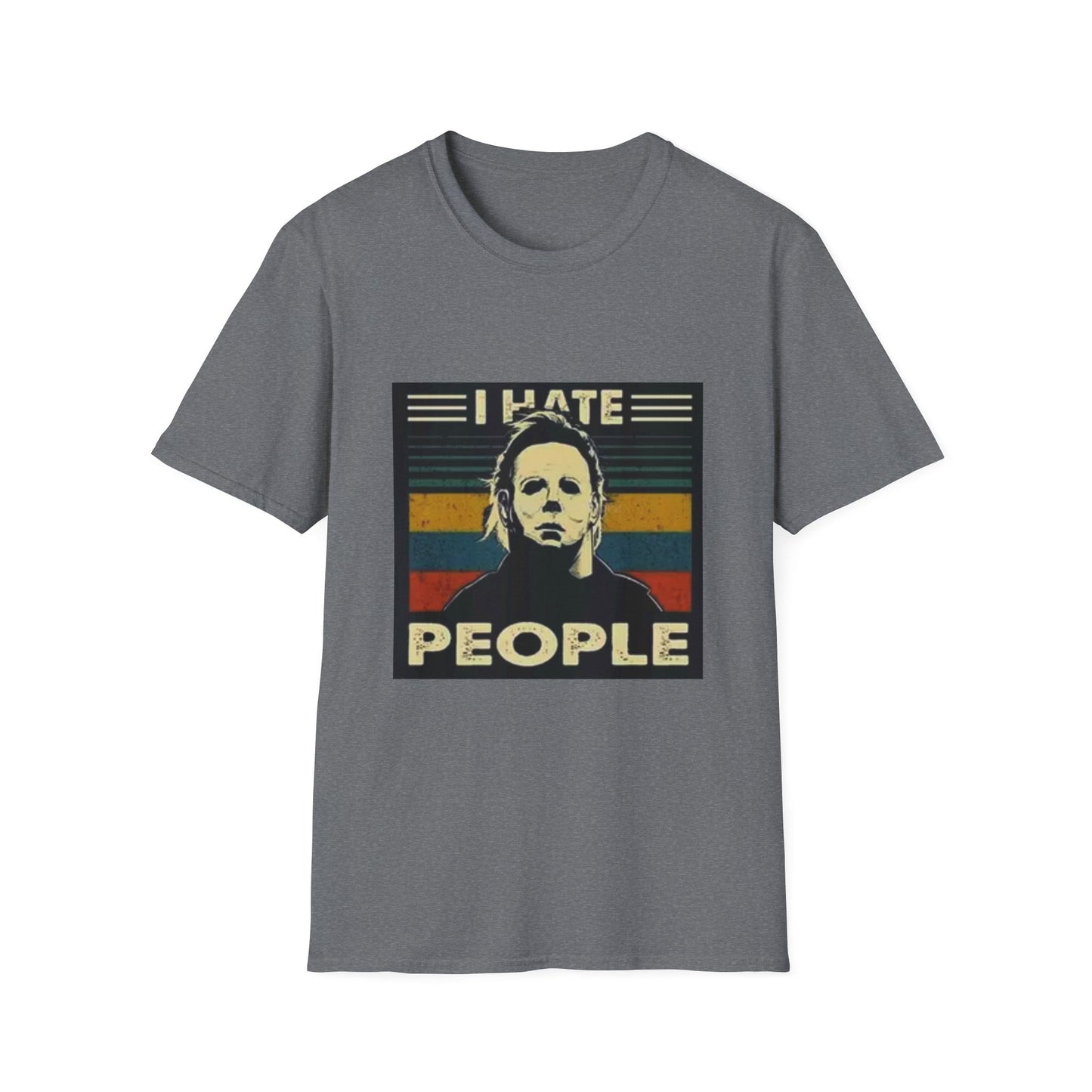 Tees Michael Myers I Hate People Vintage Print Short-Sleeved Tee Men'S Black T Shirt Unisex Softstyle T-Shirt