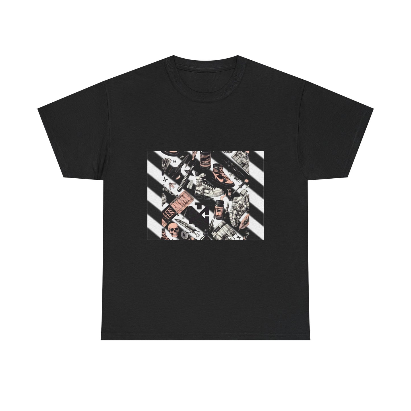 Graphic Unisex Heavy Cotton Tee - Urban Streetwear Vibe Off-White Inspired