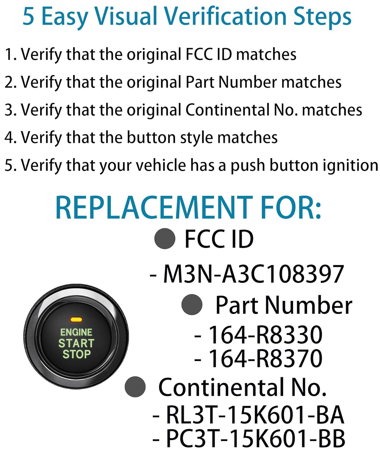 Smart Key Fob for Ford F-Series 2023-2024,  Proximity Key Fob Replacement for Ford F250 F350 F450 F550 2023-2024 M3N-A3C108397 RL3T-15K601-BA PC3T-15K601-BB 164-R8370 164-R8330