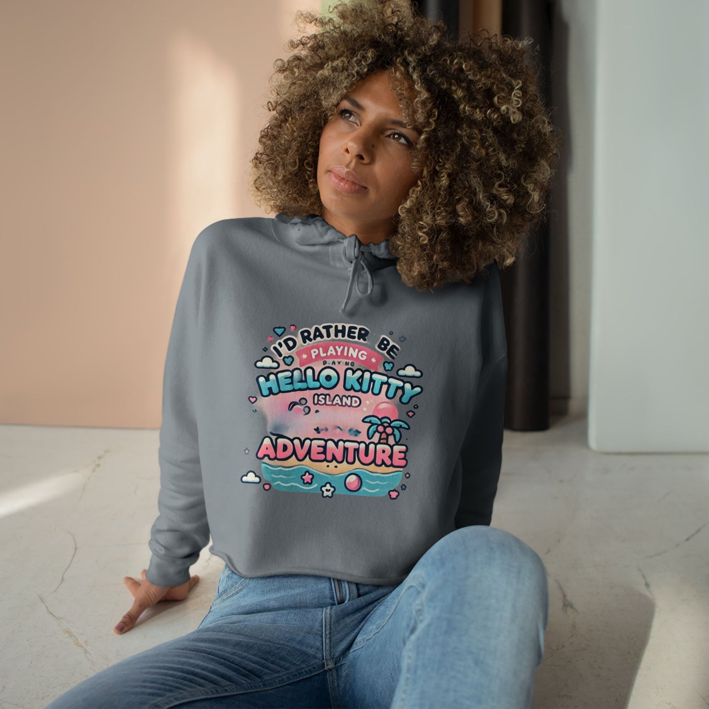 I’d rather be playing Hello Kitty island adventure Crop Hoodie