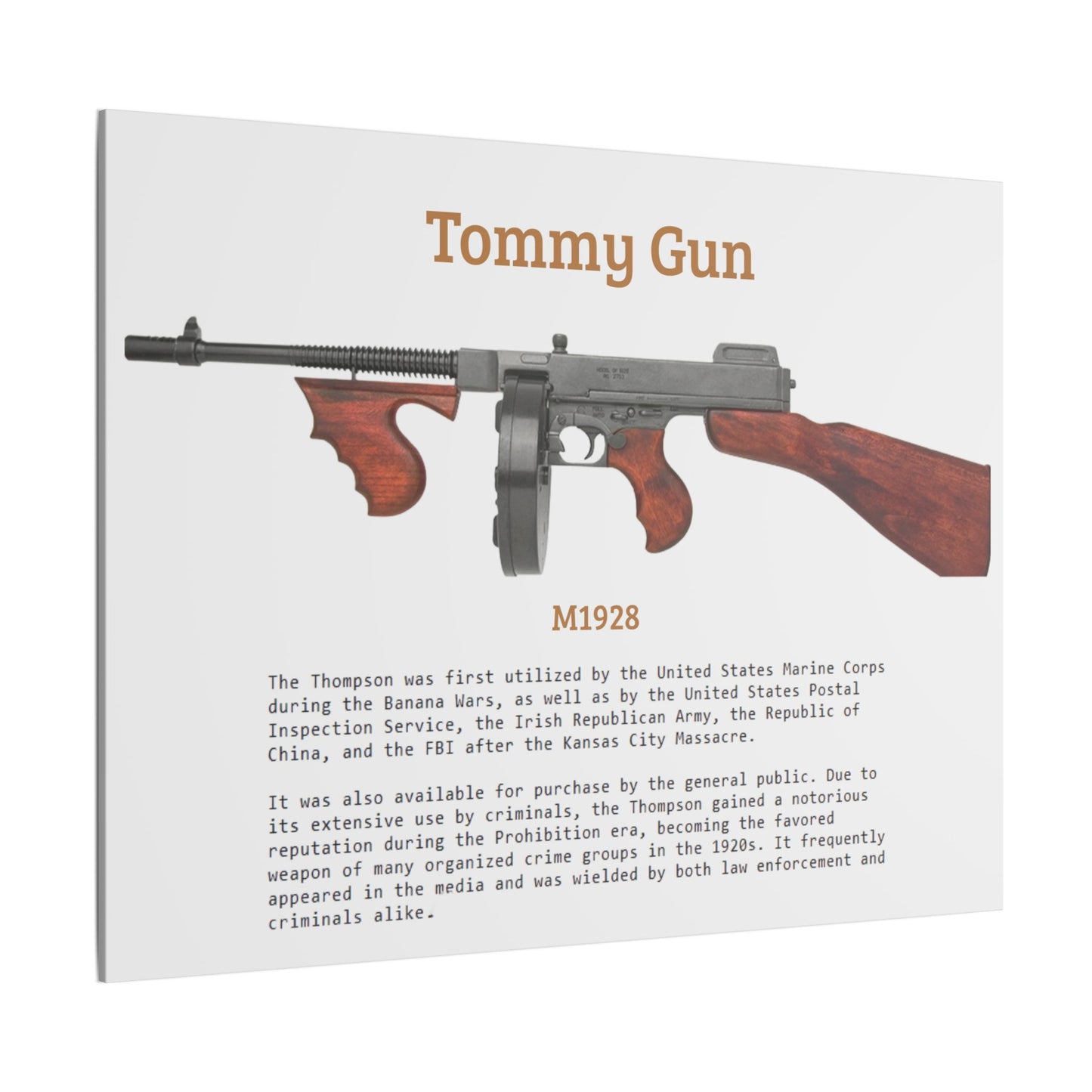 Thompson submachine gun TOMMY GUN M1928 Matte Canvas, Stretched, 0.75" (Multi-Size)