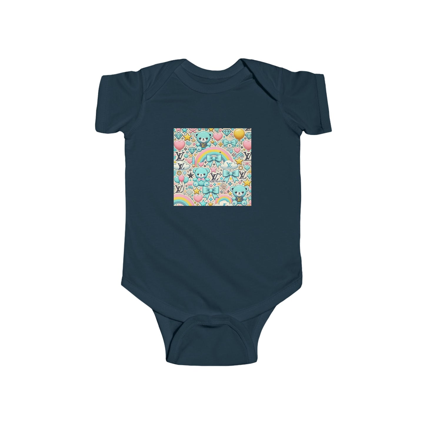 Cute Cartoon Louis Vuitton-inspired fashion Pattern Infant Bodysuit - Perfect Baby Shower Gift