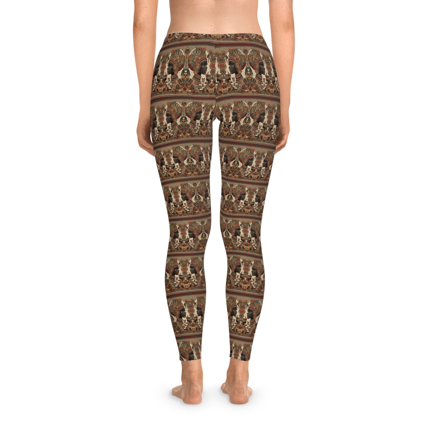 Bohemian Gucci-inspired Stretchy Leggings with Floral African Egyptian Queen Design