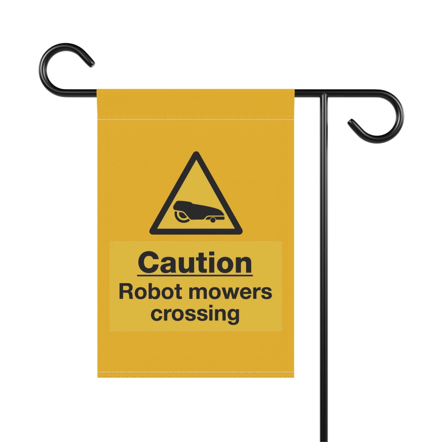 Caution Robot Mowers Crossing Garden Banner