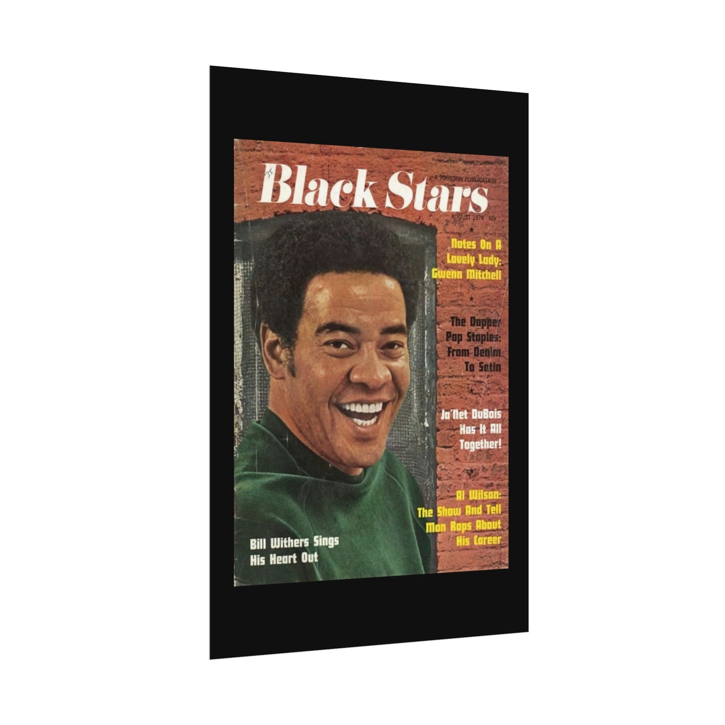 Vintage Music Rolled Posters - Bill Withers, August 1974 Design