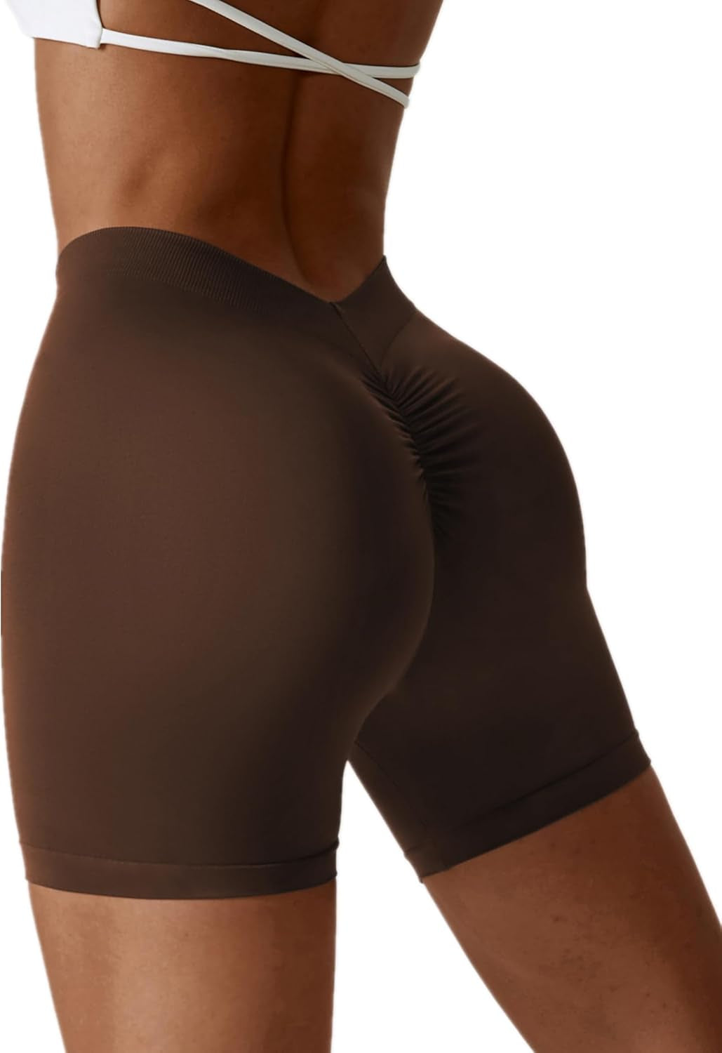 Workout Shorts for Women Seamless V Back Scrunc Butt Gym Shorts Tummy Control High Waist Booty Yoga Shorts