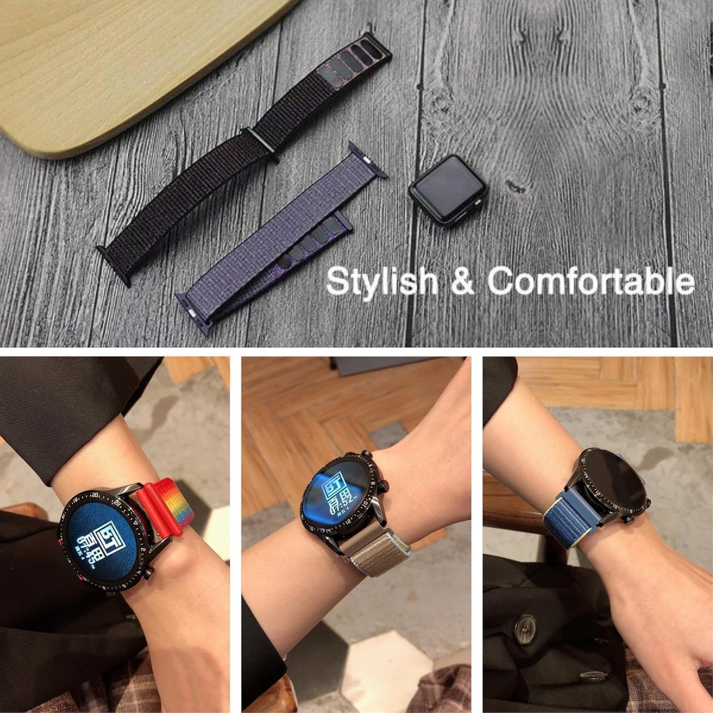 22Mm Quick Release Nylon Sport Loop Watch Bands,Breathable Sport Watch Strap