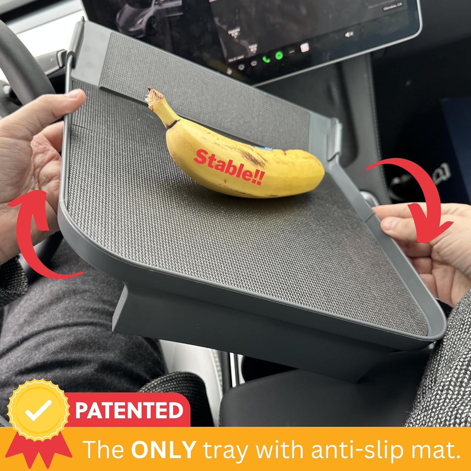 Tesla Model Y Model 3 Accessories 2020 to 2024, Car Eating Food Table Alset Tray, Center Console Organizer, for Autopilot, Road Trips. Anti-Slip Mat for Stability. (Tray ONLY)