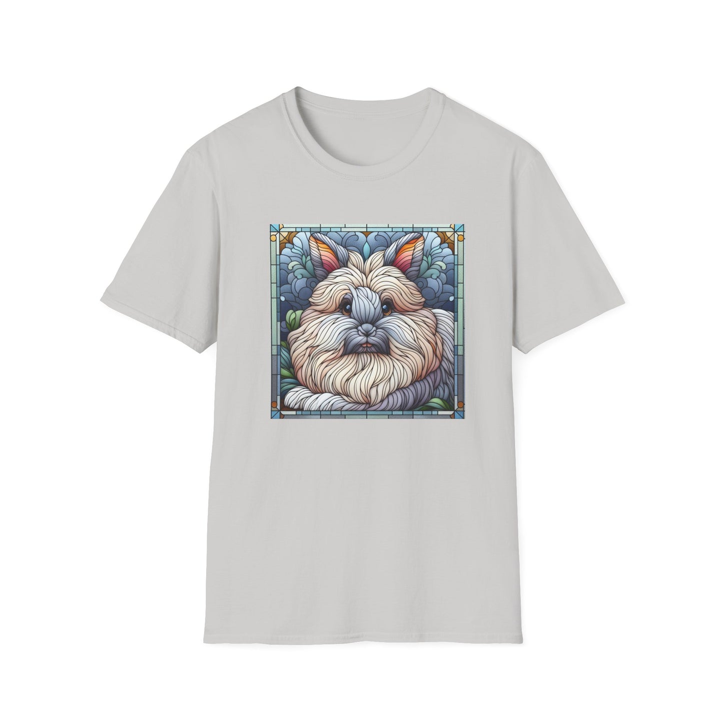 Angora Rabbit Animal Stained Glass Design Unisex Softstyle T-Shirt