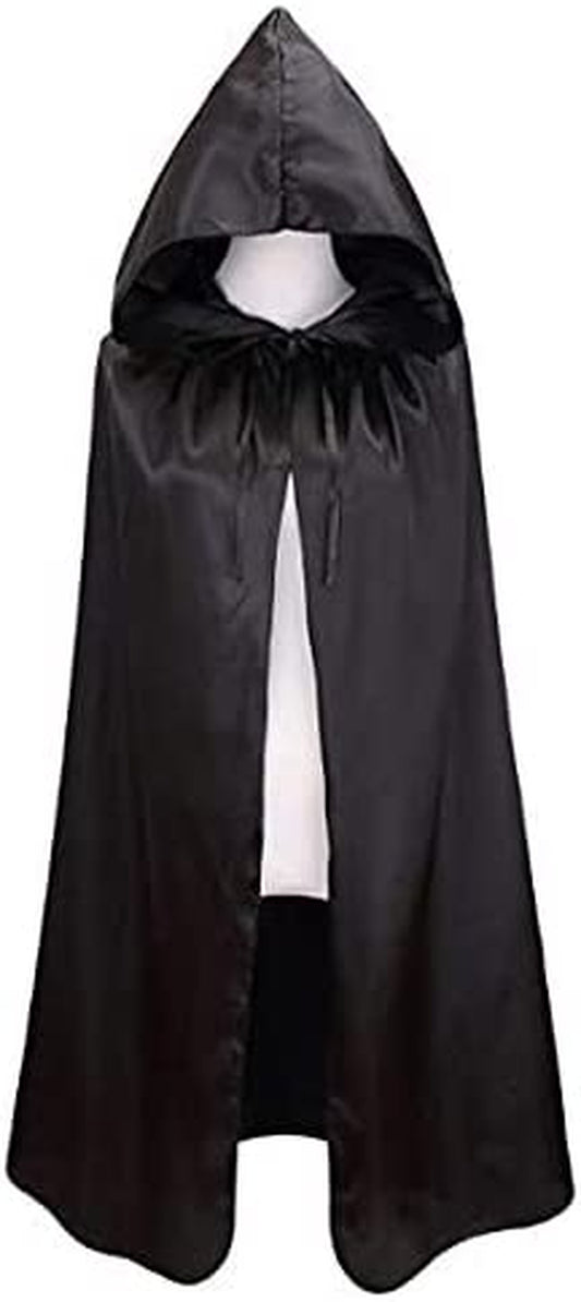 Kids Christmas Halloween Costume Satin Hooded Party Cloak with Hood Vampire Witch Cosplay Cape Robe for Children 8-16 Y