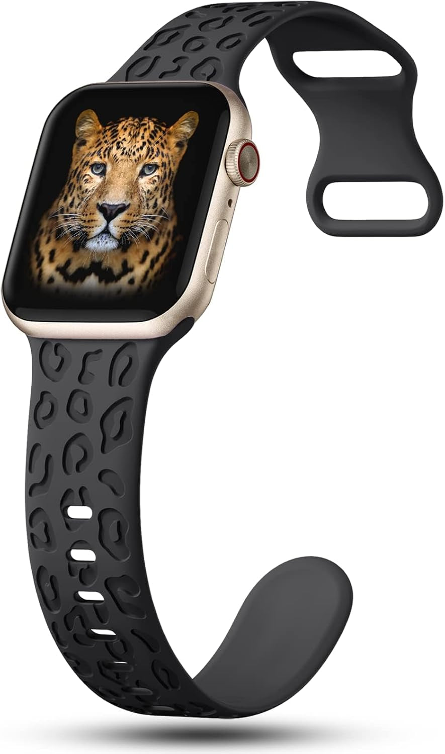 Leopard Engraved Silicone Watch Band Compatible with Apple Watch Band 38Mm 40Mm 41Mm 42Mm 44Mm 45Mm 49Mm Women Men Wristbands Compatible with Iwatch Series 8 7 6 5 4 3 2 1 SE