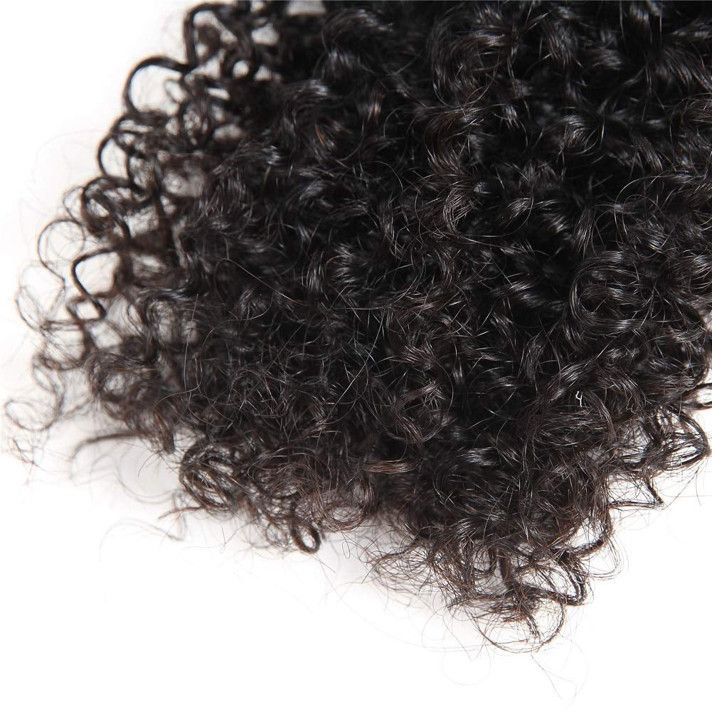 7A Mongolian Kinky Curly Human Hair Bundles 18/20/22 Inch Unprocessed Hair Weave Weft for Black Women Natural Color